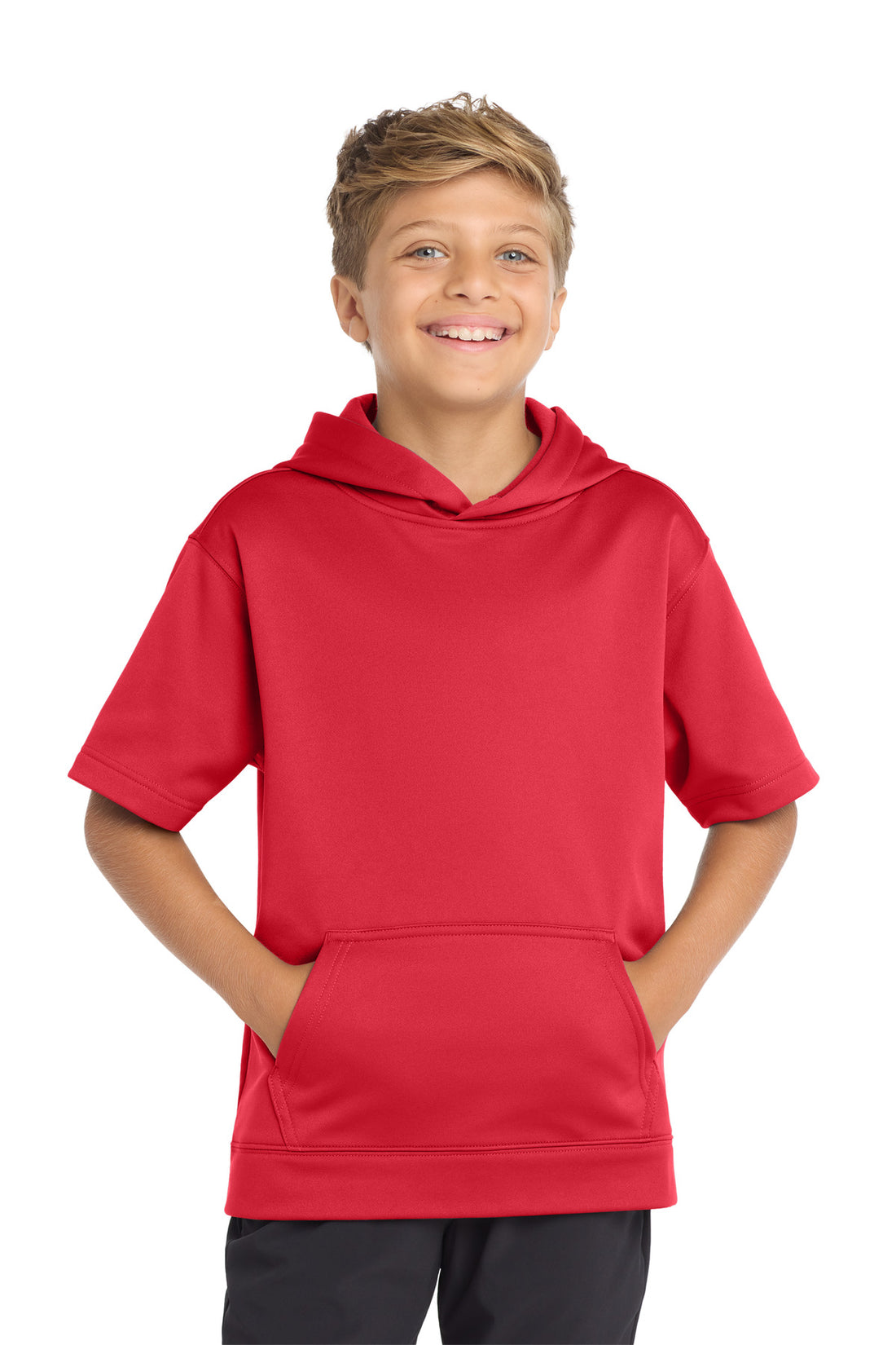 Sport-Tek ® Youth Sport-Wick ® Fleece Short Sleeve Hooded Pullover. YST251