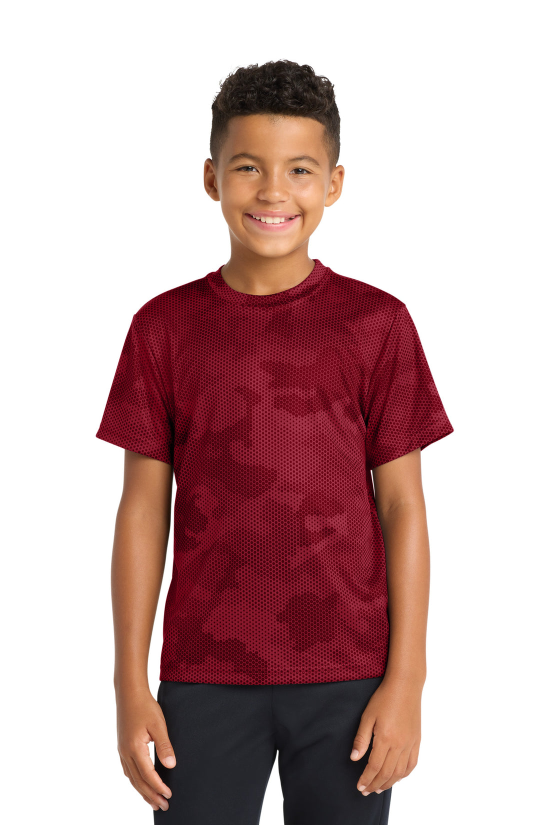 Sport-Tek® Youth CamoHex Tee. YST370 - Deep Red - XS