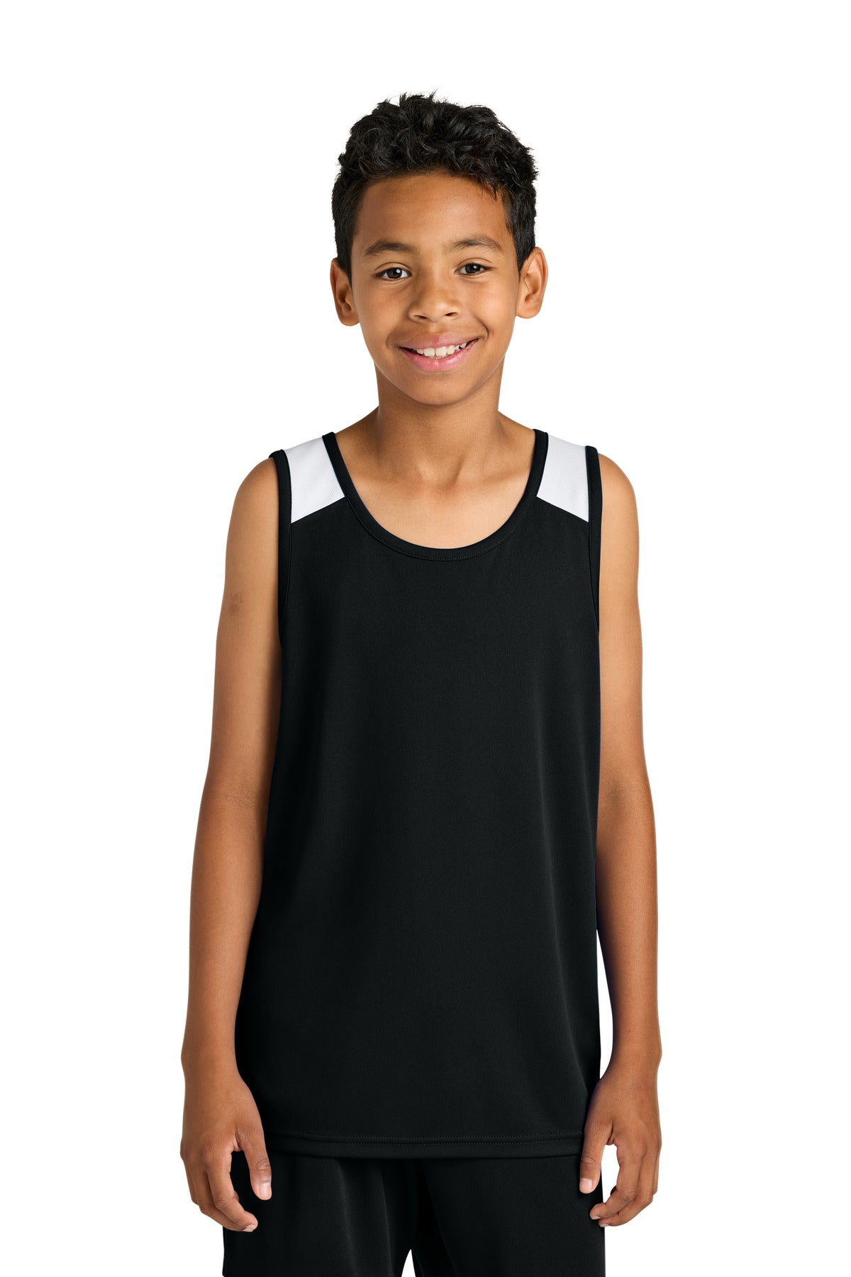 Sport-Tek® Youth Club Track Tank YST446 - Black/ White - L