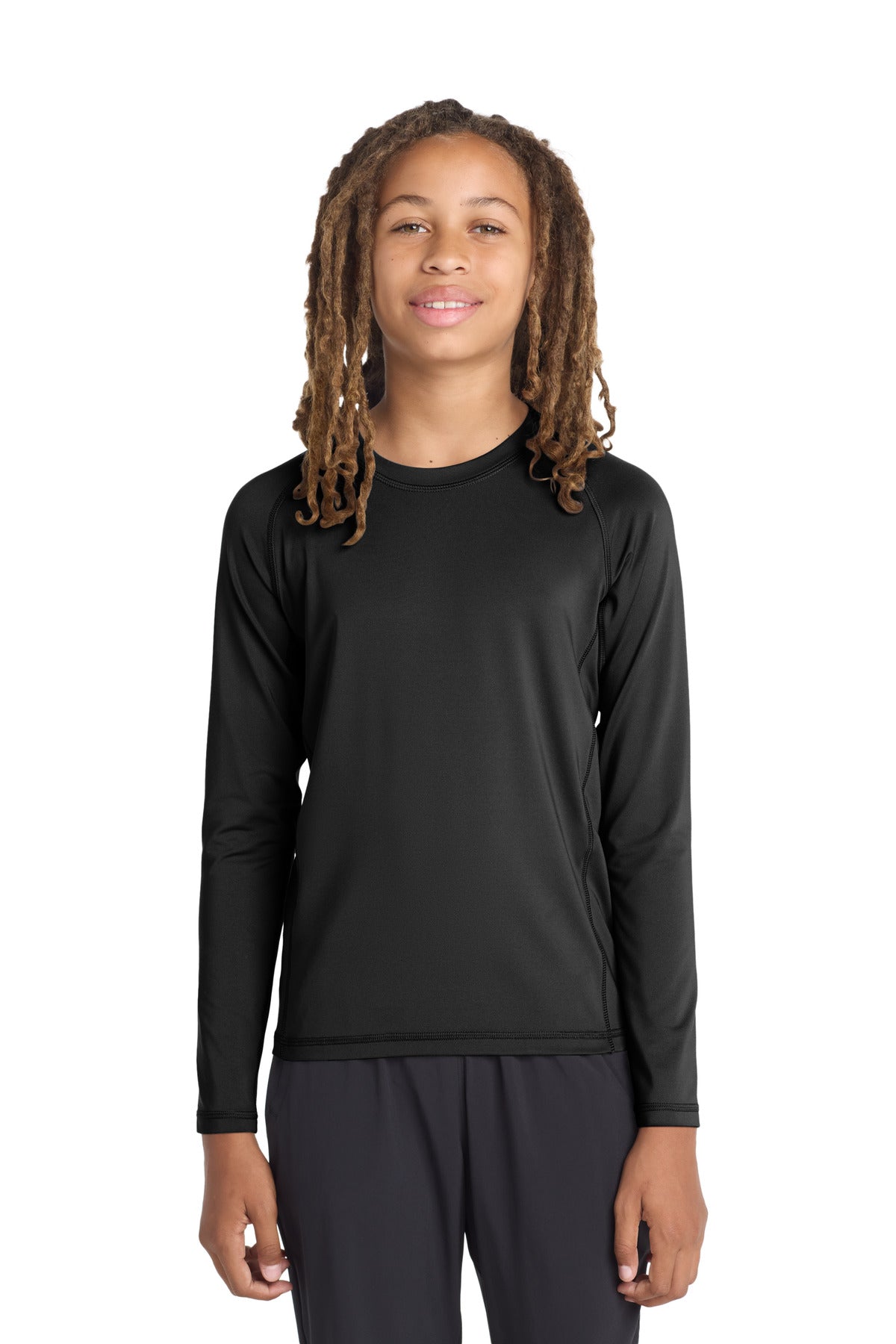 Sport-Tek ® Youth Long Sleeve Rashguard Tee. YST470LS - Black - XS