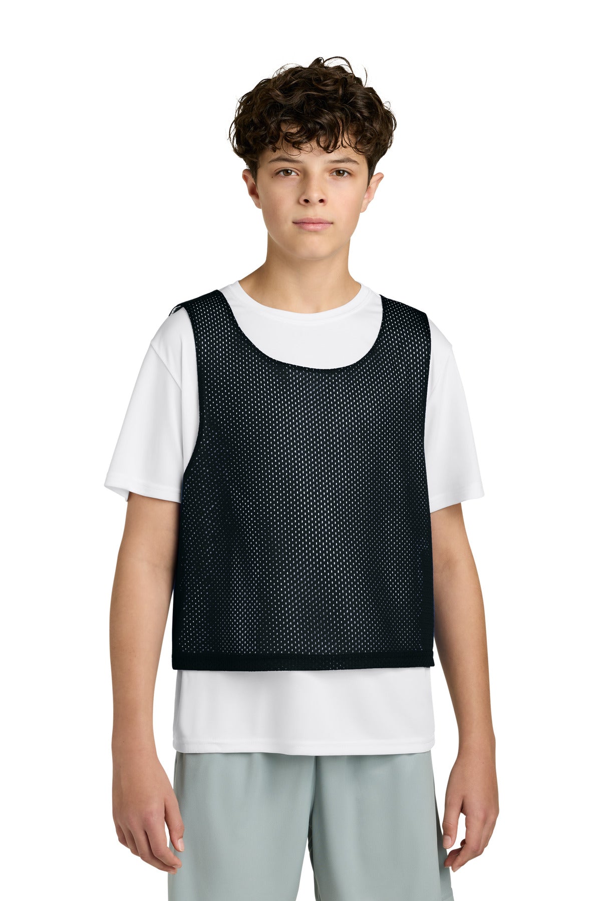 Sport-Tek® Youth Lacrosse Reversible Pinnie YST512 - Black/ White - L
