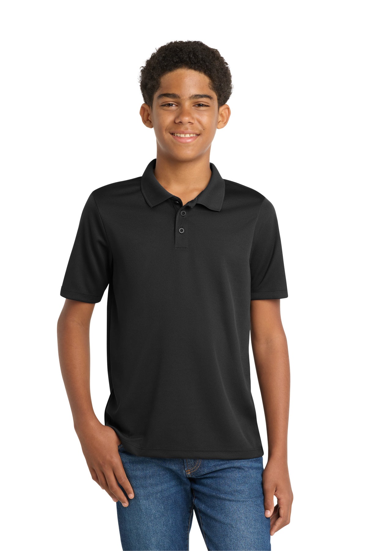 Sport-Tek® Youth PosiCharge® RacerMesh® Polo. YST640 - Black - XS