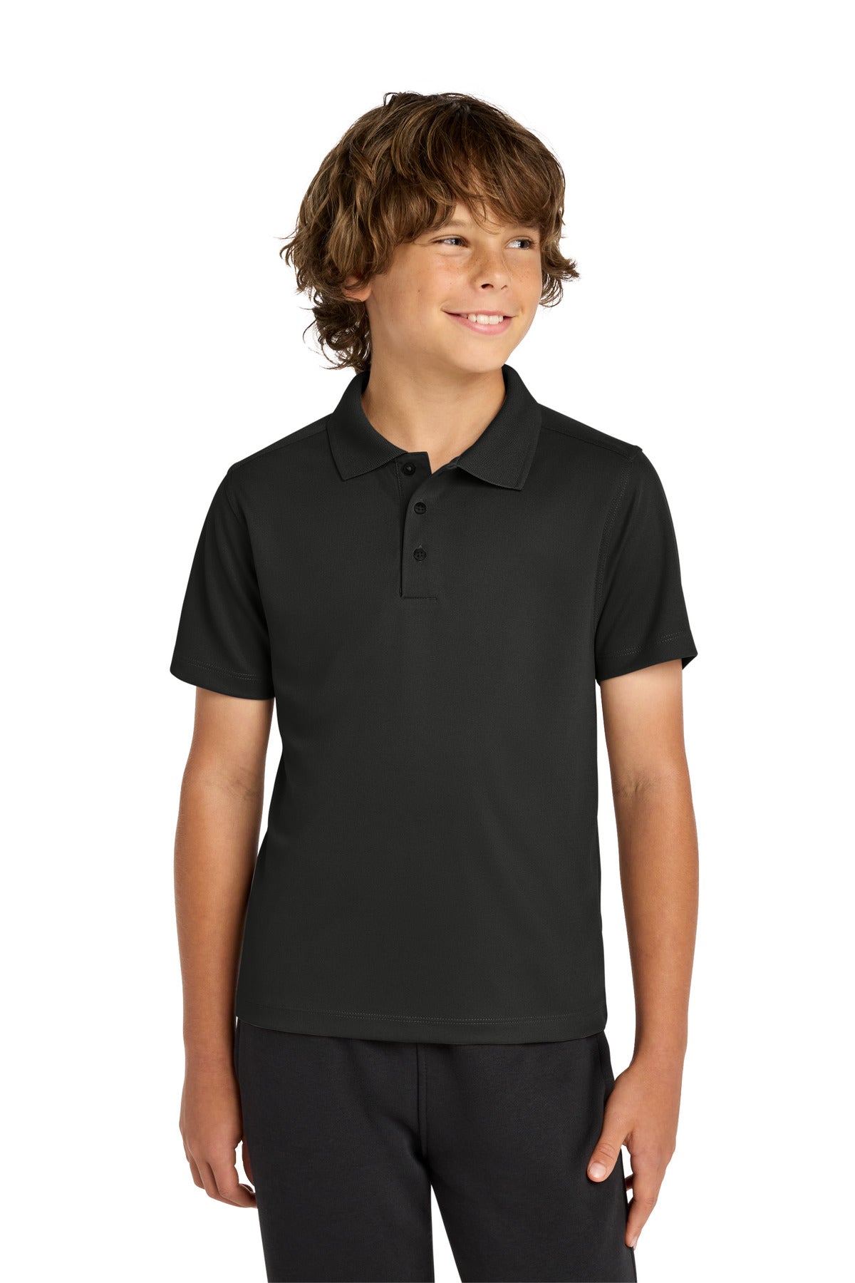 Sport-Tek® Youth UV Micropique Polo YST740 - Black - L