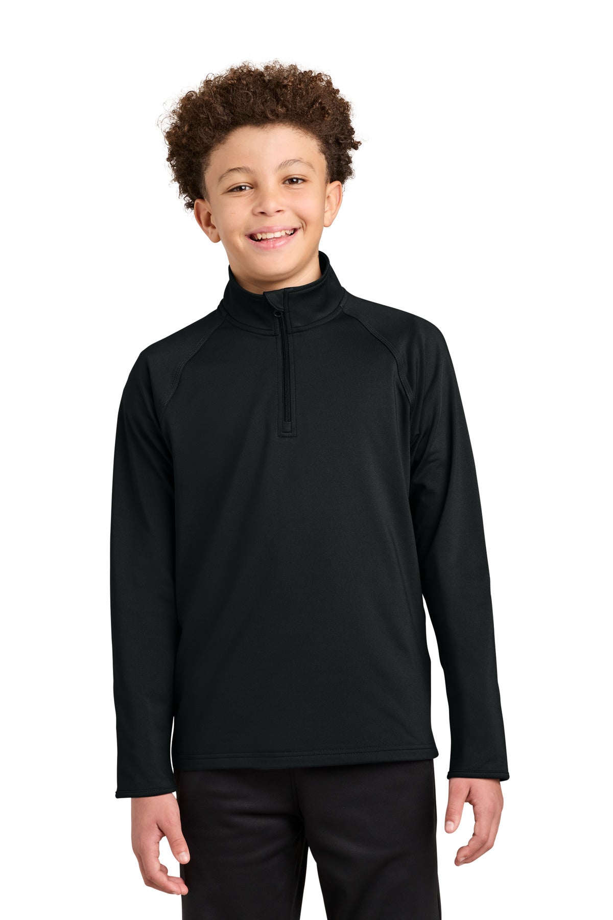 Sport-Tek® Youth Sport-Wick® Stretch 1/4-Zip Pullover YST850 - Black - L