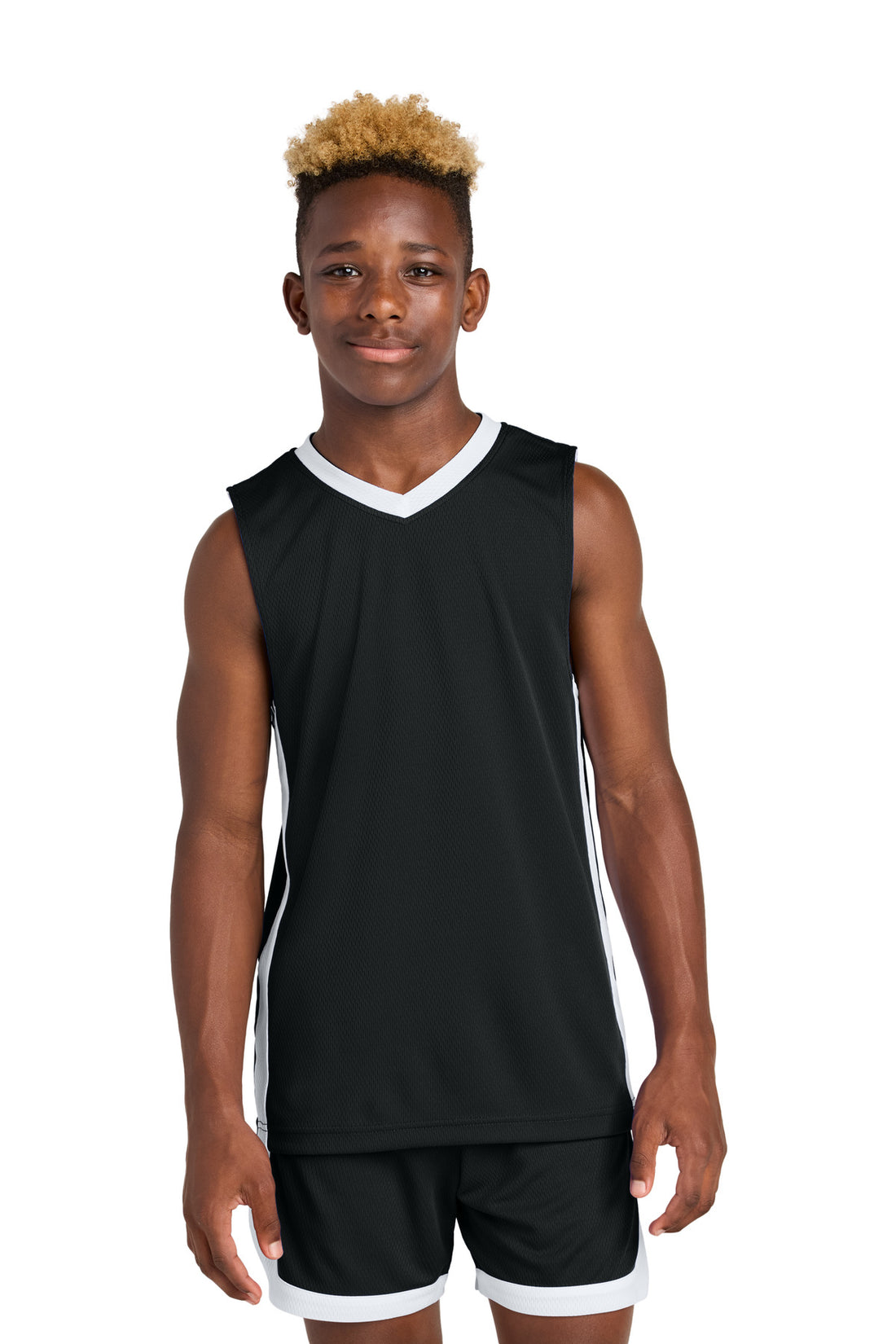 Sport-Tek® Youth Rival Basketball Rev Jersey YST900 - Black/ White - L