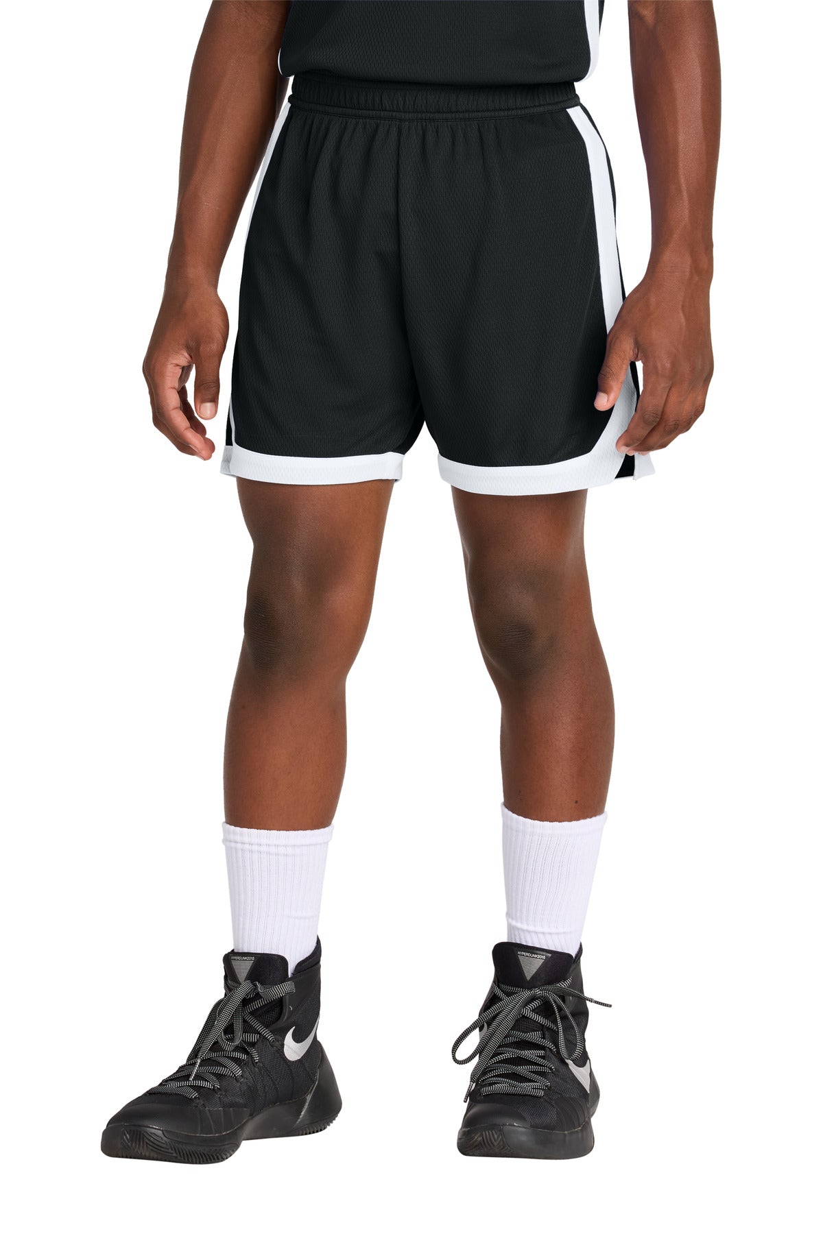 Sport-Tek® Youth Rival Basketball 5  Short YST901 - Black/ White - L